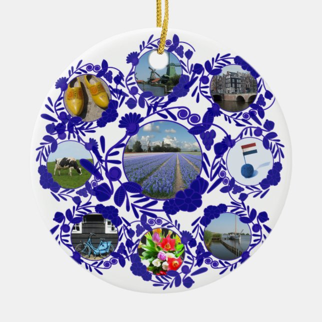 Delft Blue Dutch Delftware Style Holland Ceramic Ornament (Front)