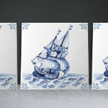 Delft Blue Dutch Style Frigate Schooner Sail Boat  Ceramic Tile<br><div class="desc">This beautiful handpainted ceramic tile from 1762 is a set piece from 17 different ship tiles and showcases a classic schooner in the traditional Delft Blue Dutch style. Delft ceramic tiles have a long and rich history dating back to the 16th century when they were first produced in the Dutch...</div>