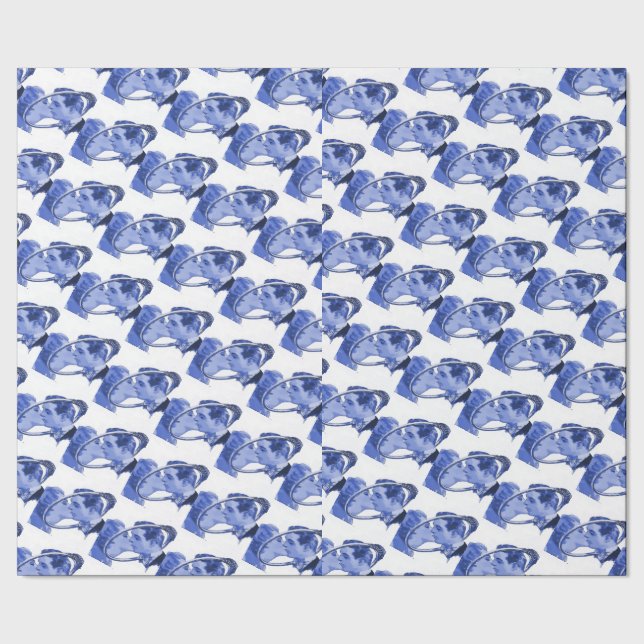 Delft Blue Engagement Ring Tile Designs Wrapping Paper (Seam)