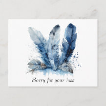 Delft Blue Feather Custom Sympathy Postcard
