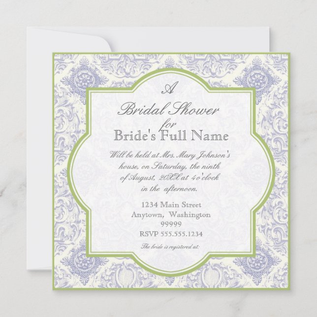 Delft Blue Iris Quatrefoil - Bridal Shower Invite (Front)