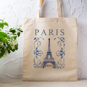 Delft Blue Paris Eiffel Tower Tote Bag