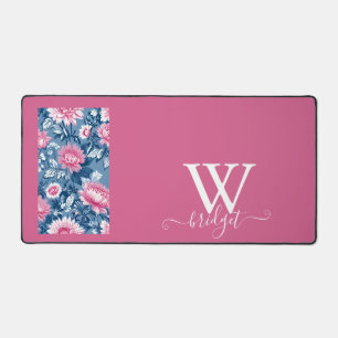 Delft Blue pinkVintage Beautiful Garden Flowers  Desk Mat