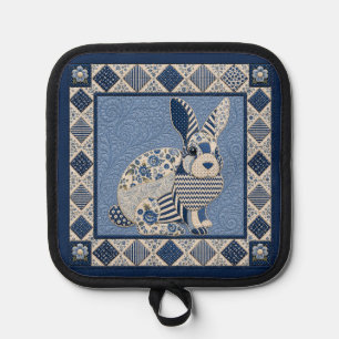 Delft Blue Rabbit Quilt Pot Holder