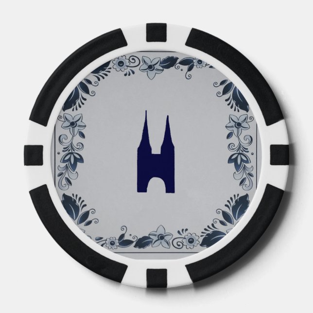 Delft blue tile Eastern Gate in Delft Poker Chips (Front)