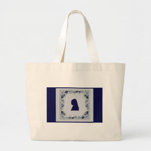 Delft blue tile Girl with a Pearl Earring Large Tote Bag