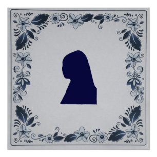 Delft blue tile Girl with a Pearl Earring Poster