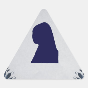 Delft blue tile Girl with a Pearl Earring Triangle Sticker