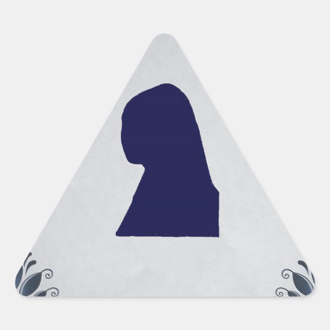Delft blue tile Girl with a Pearl Earring Triangle Sticker (Front)
