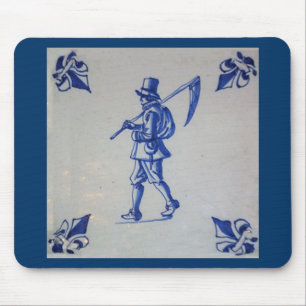 Delft Blue Tile - Mower Carrying Scythe or Sickle Mouse Pad