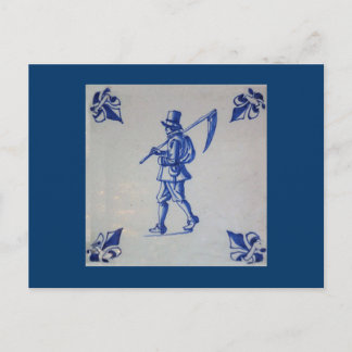 Delft Blue Tile - Template Postcard
