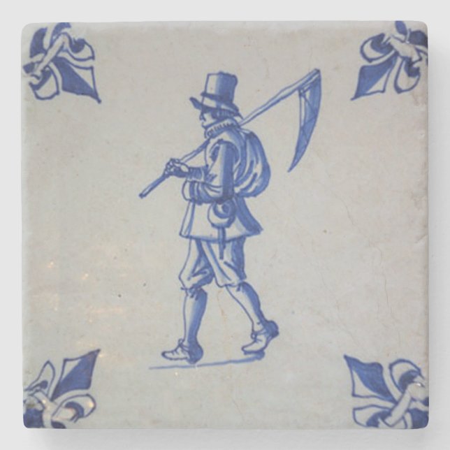 Delft Blue Tile - Template Stone Coaster (Front)