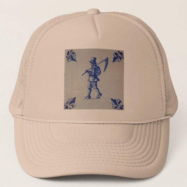 Delft Blue Tile - Template Trucker Hat (Front)