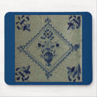 Delft Blue Tile - Vase with Flowers and Bouquet Mouse Pad
