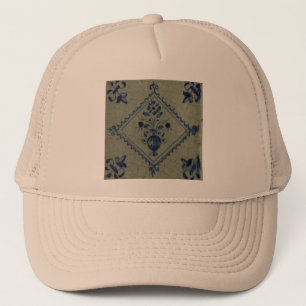Delft Blue Tile - Vase with Flowers and Bouquet Trucker Hat