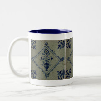 Delft Blue Tile - Vase with Flowers and Bouquet Two-Tone Coffee Mug