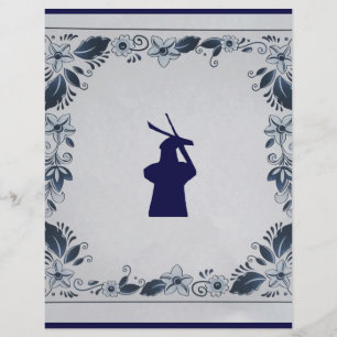 Delft blue tile windmill 'de Roos' in Delft