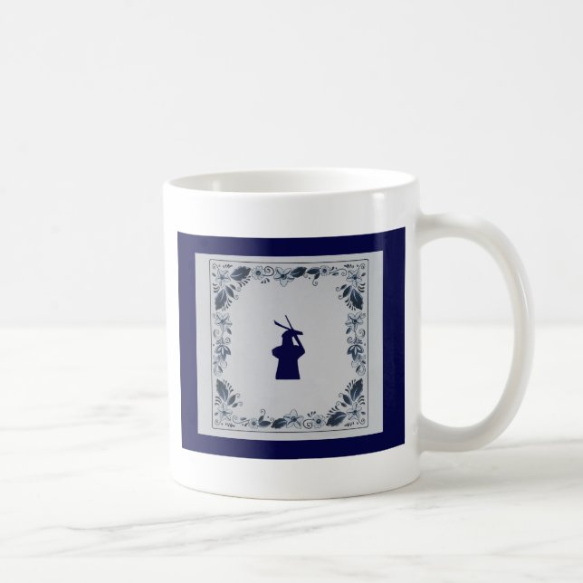 Delft blue tile windmill 'de Roos' in Delft Coffee Mug (Right)