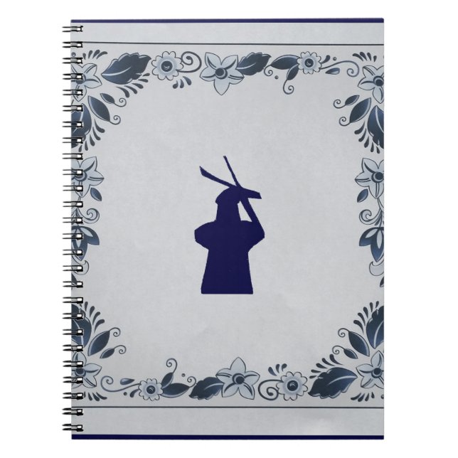 Delft blue tile windmill 'de Roos' in Delft Notebook (Front)