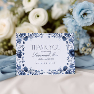Delft Blue Toile Thank You Card   Custom Message