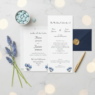 Delft Blue Tulip, custom Wedding Invitation