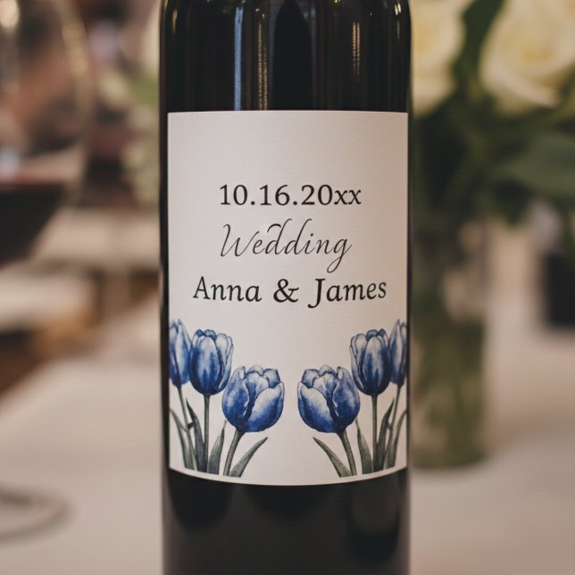 Delft Blue Tulip, custom Wine Label (Creator Uploaded)