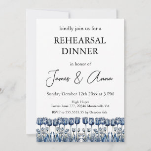 Delft Blue Tulip Rehearsal Dinner Invitation