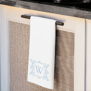 Delft Blue   Vintage Frame Monogram Tea Towel