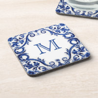 Delft blue wedding monogram