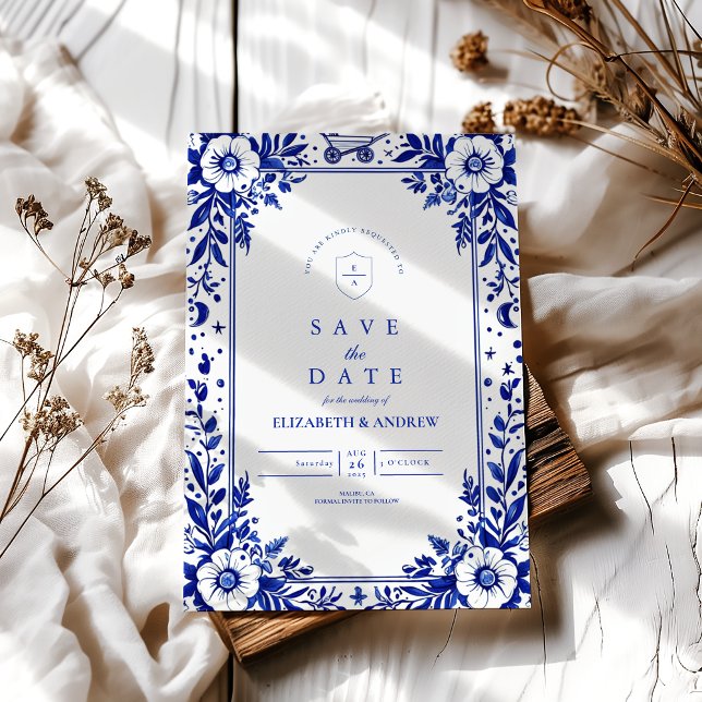 Delft Blue White Chinoiserie Wedding Save The Date (Creator Uploaded)