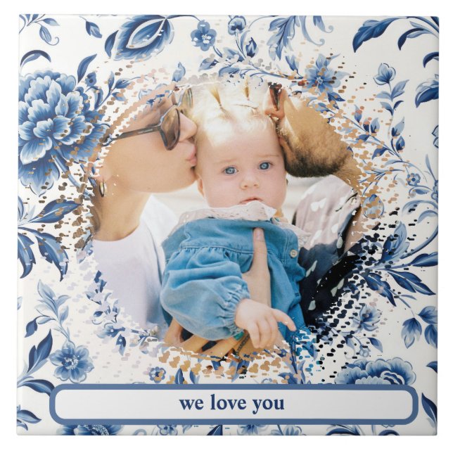 delft blue white porcelain Hampton photo custom Ceramic Tile (Front)