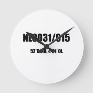 Delft code in black round clock