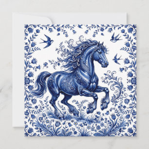 Delft Delftware Style Friesian Horse in Meadow Invitation
