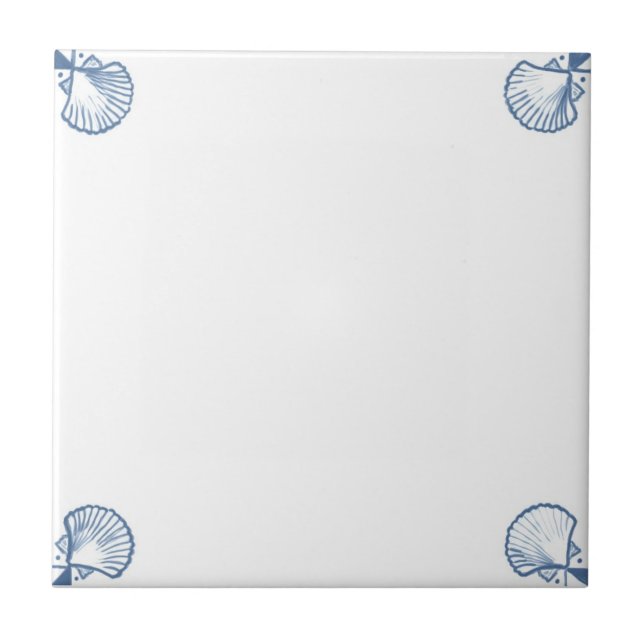 Delft Field Tile with Shell Corners (Front)
