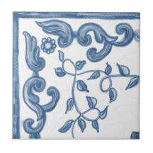 Delft Floral Corner Ceramic Tile
