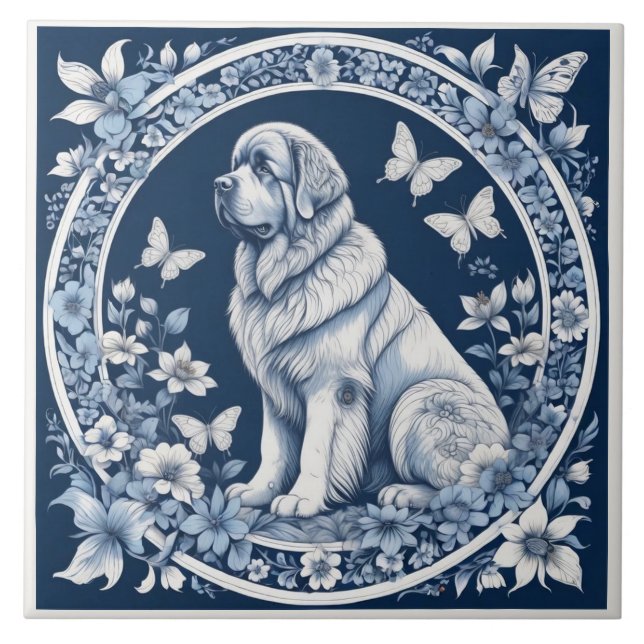 Delft Garden Newfoundland Deep Blue Ceramic Tile (Front)