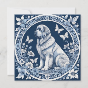 Delft Garden Newfoundland Deep Blue Thank You Card