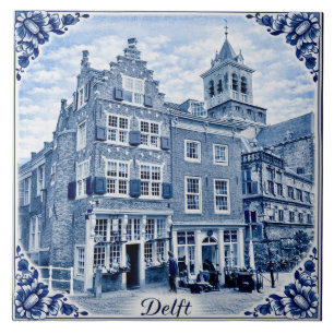 Delft houses Delft Blue style ceramic tile