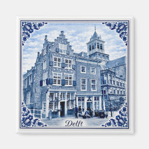 Delft houses Delft Blue style magnet