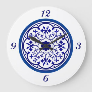 Delft Inspired Blue White Wall Clock