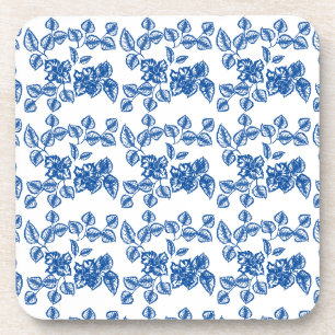 Delft-LIke Blue Floral Print Coaster