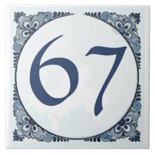 Delft look #11 Tile, House Numbers, change number Ceramic Tile