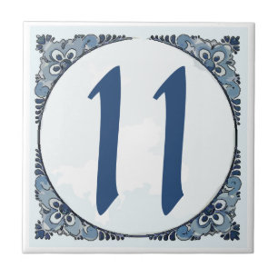 Delft look #11 Tile, House Numbers, change number Ceramic Tile