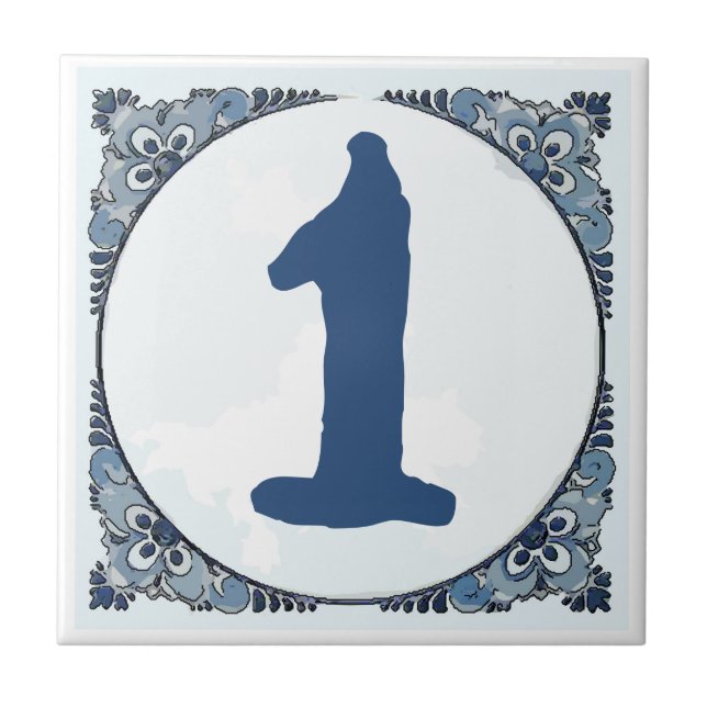 Delft look #1 Tile, House Numbers, change number Tile (Front)