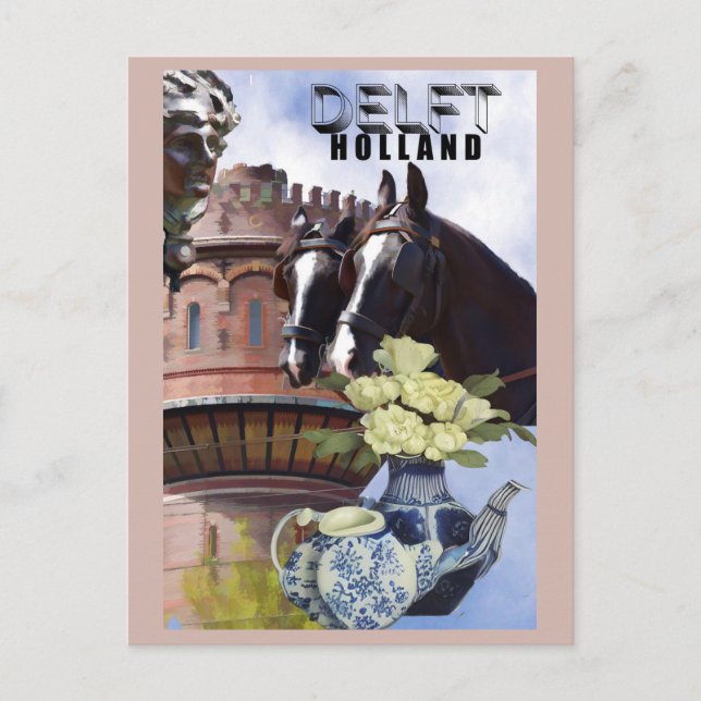 Delft Netherlands Holland Pottery Travel Postcard (Front)