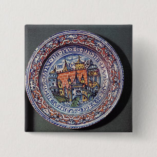 Delft plate with views of the Tower of London 15 Cm Square Badge