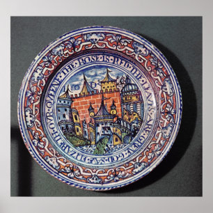 Delft plate with views of the Tower of London Poster
