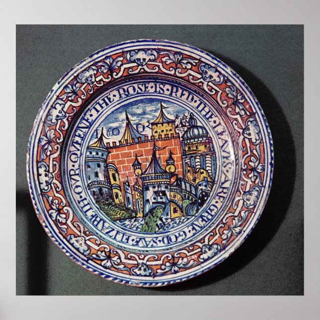 Delft plate with views of the Tower of London Poster (Front)