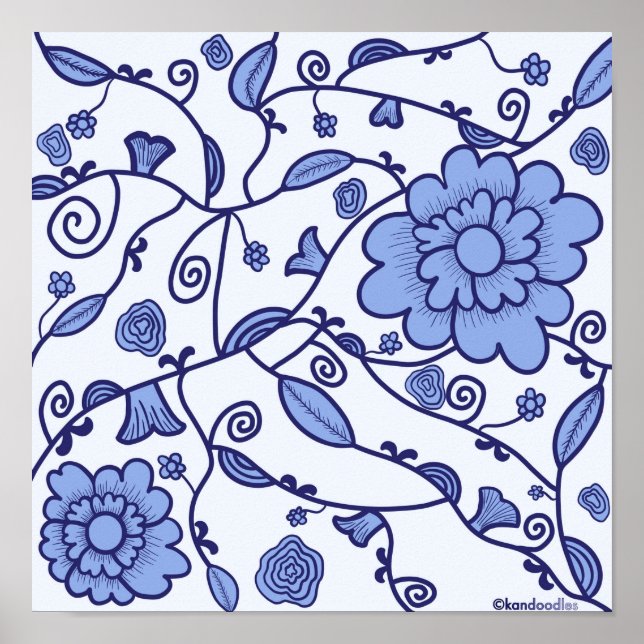 Delft Pottery Inspired Patterned Poster (Front)