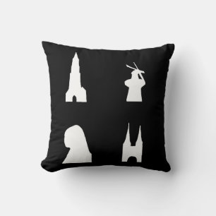 Delft silhouette on black cushion